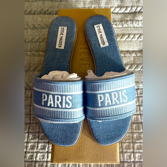 Steve Madden Knox Denim Sandals Paris - Picture 2 of 6